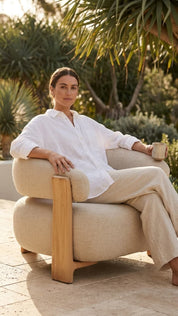 Harbour Outdoor Armchair - Natural Teak & Beige