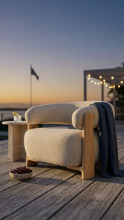 Harbour Outdoor Armchair - Natural Teak & Beige