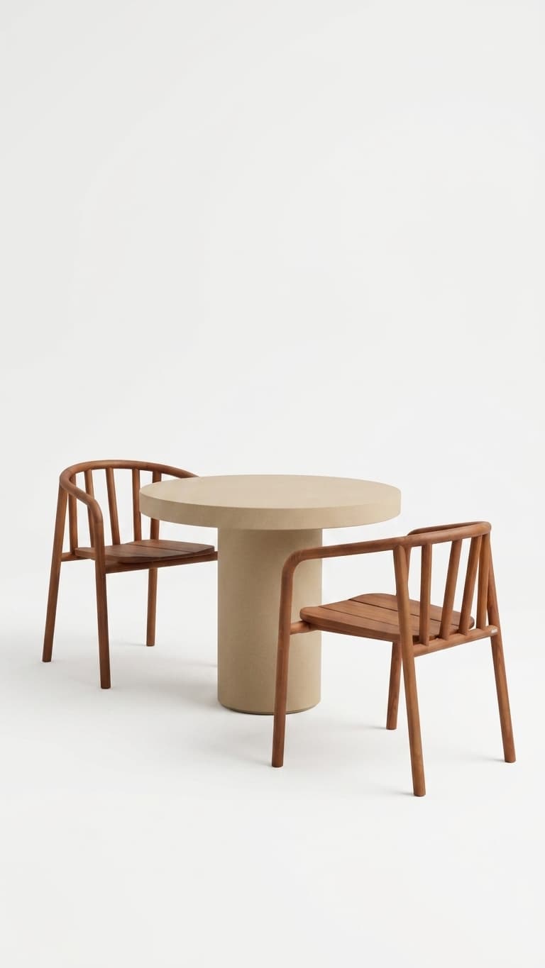 Avala Cement Round Dining Table - Beige