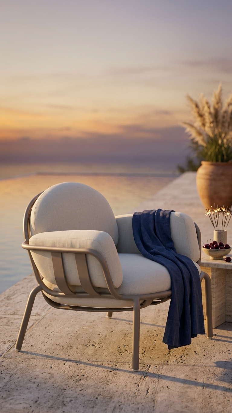 Riverstone Outdoor Armchair - Taupe + Beige