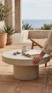 Avala Round Outdoor Coffee Table - 90 dia. White